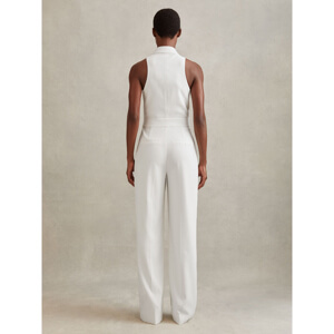 REISS LAINEY Double Breasted Satin Tux Jumpsuit